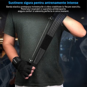 Resigilat - Manusi Fitness si Sala GO4FIT®, Protectie Palma, Neopren Rezistent, Material Respirabil, Curele Incheietura, Velcro, Potrivite pentru Powerlifting, Trageri, Negru - Img 5