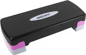 RESIGILAT - Stepper Aerobic GO4FIT®, Inaltime Reglabila pe 2 Niveluri 10 si 15 cm, Suprafata si Picioare Antiderapante, 66 x 28 cm, Greutate Maxima 250 kg, Usor si Portabil 2.3 kg, pentru Fitness, Aerobic si Cardio Acasa sau la Sala