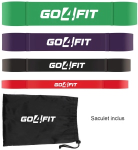 Set 4 Benzi Elastice Lungi GO4FIT®, Resistance Bands din Latex 100% Natural, 4 Niveluri de Rezistenta, Lungime 208 cm, pentru Fitness, Sala, Mobilitate, Stretching, Yoga si Gimnastica de Recuperare, Rosu/Negru/Mov/Verde - Img 6
