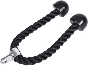 Sfoara Triceps GO4FIT® pentru Aparate cu Cablu, Nylon Impletit Ultra-Rezistent, Capete din Cauciuc Antiderapante, Prindere Universala cu Carlig, pentru Triceps, Biceps, Spate, Umeri si Forta de Strangere, 68 cm, Negru - Img 3