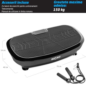 Aparat Vibromasaj GO4FIT®, Model V2000, 200W, Bluetooth & Boxe, Telecomanda, Greutate Maxima 150 kg, Culoare Placa: Negru - Img 3