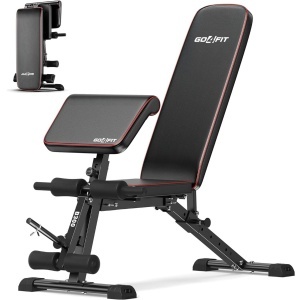 Banca Antrenament Multifunctionala 3-in-1 GO4FIT®, Model B300, Pliabila, Suport Ajustabil & Extensii Picioare, Inclinare Spatar -30° la 86°, Cadru Otel Solid, Greutate Maxima 120kg, Ideala Fitness Acasa, Exercitii Forta, Abdomen, Piept, Biceps, Negru - Img 1
