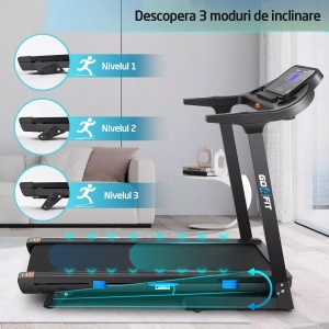 Banda de Alergat GO4FIT® Performance, Model FIT100, Motor 3.5CP, Viteza Maxima 16km/h, Sistem Pliere Hidraulic, Inclinare Manuala, Greutate Maxima Utilizator 130kg - Img 8