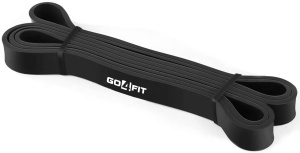 Banda Elastica Lunga GO4FIT®, Resistance Band din Latex 100% Natural, Rezistenta 13.5-27 kg, Lungime 208 cm, pentru Fitness, Sala, Mobilitate, Stretching, Yoga si Gimnastica de Recuperare, Incepatori si Avansati, Negru