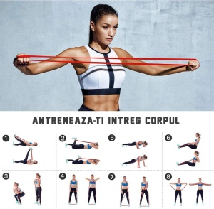 Banda Elastica Lunga GO4FIT®, Resistance Band din Latex 100% Natural, Rezistenta 7-16 kg, Lungime 208 cm, pentru Fitness, Sala, Mobilitate, Stretching, Yoga si Gimnastica de Recuperare, Incepatori si Avansati, Rosu - Img 2