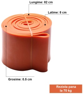 Banda Elastica Lunga GO4FIT®, Resistance Band din Latex 100% Natural, Rezistenta 30-70 kg, Lungime 208 cm, pentru Fitness, Sala, Mobilitate, Stretching, Yoga si Gimnastica de Recuperare, Incepatori si Avansati, Portocaliu - Img 5