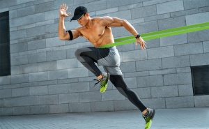 Banda elastica lunga GO4FIT pentru fitness, antrenament, gimnastica, rezistenta 22.5-57 kg, culoarea verde - Img 3