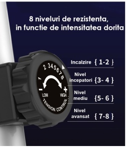 Bicicleta Eliptica Magnetica, GO4FIT®, pentru Fitness cu Monitorizare Activitati Fizice, Puls, Viteza, Timp, Distanta si Calorii, Greutate Maxima 110 kg, 8 Niveluri de Rezistenta, Volanta 5 kg, Rosie - Img 4