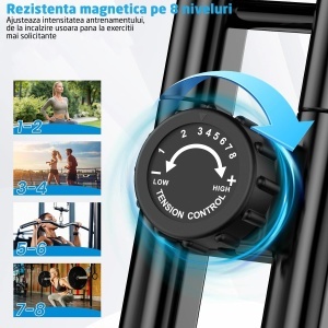 Bicicleta Fitness Verticala GO4FIT®, Model GF320, Volanta 2 kg, 8 Trepte Rezistenta, Sa Reglabila, Greutate Maxima Utilizator 120 kg, Functie Cardio, Display LCD, Timp, Viteza, Distanta, Calorii si Puls - Img 4