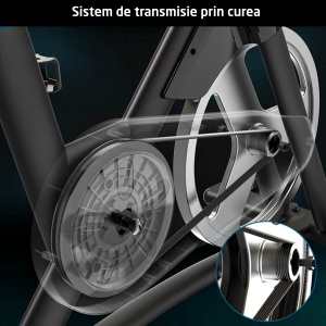 Bicicleta Spinning Magnetica GO4FIT® Model GF210, Volanta 10 kg, Rezistenta Ajustabila, Greutate Maxima Utilizator 130 kg, - Img 5