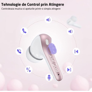 Casti Wireless Audio, GO4FIT®, Model GX08, Afisare LED, Autonomie 30 h, culoarea roz - Img 3