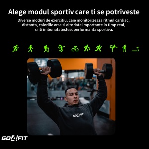 Ceas Smartwatch GO4FIT®, Ecran Touch 1.95’’ Amoled, Apeluri, Notificari, Microfon, Difuzor, Autonomie 7 Zile, culoarea negru - Img 3
