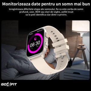 Ceas Smartwatch GO4FIT®, Ecran Touch 1.95’’ Amoled, Apeluri, Notificari, Microfon, Difuzor, Autonomie 7 Zile, culoarea crem - Img 5