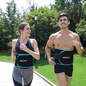 Centura de Slabit GO4FIT® pentru Fitness, Efect de Sauna, Neopren Gros fara Latex, Modelare Talie si Abdomen, Buzunar pentru Telefon, Inchidere Velcro Ajustabila, Flexibila si Confortabila, Albastru - Img 5