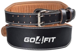 Centura pentru Ridicare Greutati GO4FIT® din Piele, Suport Lombar, Interior din Piele Intoarsa cu Burete, Elemente din Otel Inoxidabil, pentru Culturism, Bodybuilding, Cross Training si Fitness, Negru - Img 6