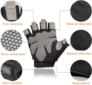 Manusi Fitness GO4FIT® pentru Sala, Material Respirabil Perforat, Palma Captusita 7 mm, Puncte de Silicon Antiderapante, Inchidere Velcro, Zona Absorbanta pe Degete, pentru Culturism, Crossfit si Ciclism, Roz/Negru - Img 2
