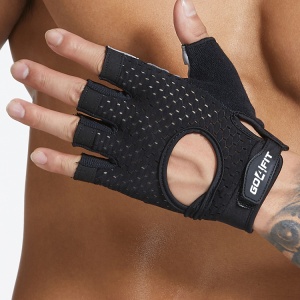 Manusi Fitness GO4FIT® pentru Sala, Material Respirabil Perforat, Palma Captusita 7 mm, Puncte de Silicon Antiderapante, Inchidere Velcro, Zona Absorbanta pe Degete, pentru Culturism, Crossfit si Ciclism, Negru - Img 4