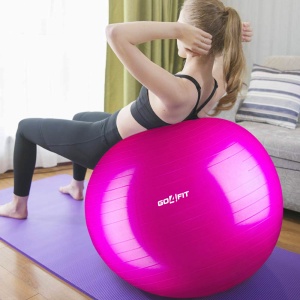 Minge fitness, GO4FIT, 65 cm, pentru exercitii gimnastica, yoga, aerobic, pilates, recuperare, pompa inclusa, culoarea roz - Img 5