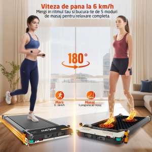 Resigilat - Banda de Alergare Reversibila GO4FIT®, Model FIT20, Functie Alergare sau Masaj, Viteza Maxima 6 km/h, Motor 2CP, Telecomanda, Monitorizare: Timp, Calorii, Distanta, Viteza, Suprafata Alergare 90x40 cm, Greutate Utilizator 120 kg - Img 5