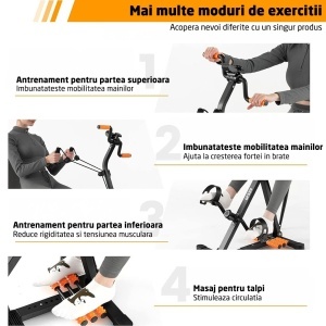 Resigilat - Bicicleta Recuperare GO4FIT®, Model GF520, Greutate Maxima Utilizator 120 kg, Rezistenta prin Frecare cu Ajustare Continua, Ecran LCD, Monitorizare Timp, Calorii, Distanta, TCNT si CNT, Design Compact, Recuperare, Miscare Usoara si Exercitii - Img 7