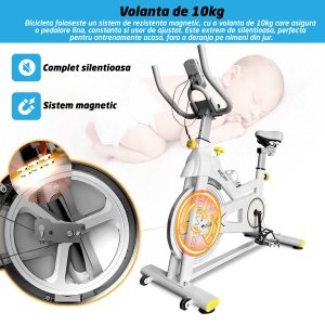 RESIGILAT - Bicicleta spinning pentru fitness, GO4FIT, model GF200, volanta 10kg, greutate maxima utilizator 150 kg, functii: timp, viteza, distanta, calorii, puls - Img 5