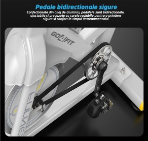 RESIGILAT - Bicicleta spinning pentru fitness, GO4FIT, model GF200, volanta 10kg, greutate maxima utilizator 150 kg, functii: timp, viteza, distanta, calorii, puls - Img 15