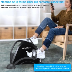 Resigilat - Mini Bicicleta Fitness GO4FIT®, Model GF510, Recuperare Maini si Picioare, Reglabila, 15 Niveluri, Greutate 3.2 kg, Ecran LCD, Timp, Distanta, Repetari, Odometru, Calorii, Viteza - Img 6