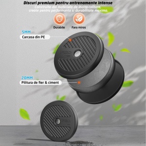Resigilat - Set Gantere Reglabile GO4FIT, Model FED, 20kg, Extensie Haltera si Baza Kettlebell, Manere Flotari, Protectie Bara, Sistem de Prindere Sigur, Manere Antiderapante, Antrenament Complet Acasa sau Sala - Img 5