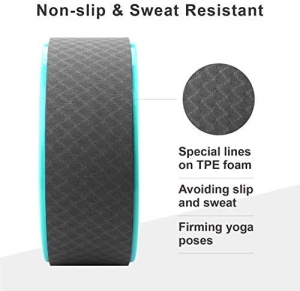 Roata Yoga si Pilates GO4FIT®, Structura din Plastic ABS Rezistent, Invelis din Spuma Densa Antiderapanta, pentru Intinderea Spatelui, Postura si Flexibilitate, Rezistenta la Transpiratie, Usor de Curatat, Negru - Img 4