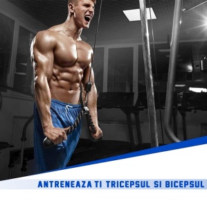 Sfoara Triceps GO4FIT® pentru Aparate cu Cablu, Nylon Impletit Ultra-Rezistent, Capete din Cauciuc Antiderapante, Prindere Universala cu Carlig, pentru Triceps, Biceps, Spate, Umeri si Forta de Strangere, 68 cm, Negru - Img 10