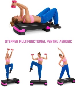 Stepper Aerobic GO4FIT®, Inaltime Reglabila pe 2 Niveluri 10 si 15 cm, Suprafata si Picioare Antiderapante, 66 x 28 cm, Greutate Maxima 250 kg, Usor si Portabil 2.3 kg, pentru Fitness, Aerobic si Cardio Acasa sau la Sala - Img 10