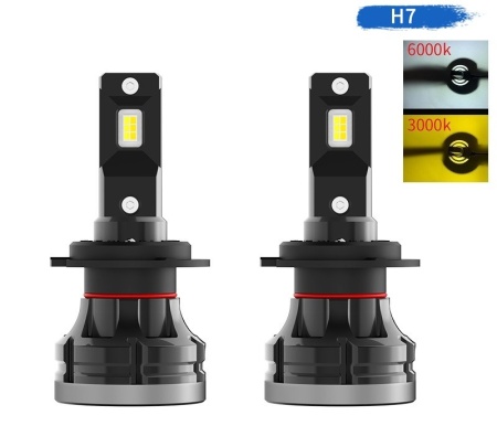 Set 2 leduri auto H7 Canbus 3000K 6000K putere 50W luminozitate 10.000 Lm 12-24V D92S-H7
