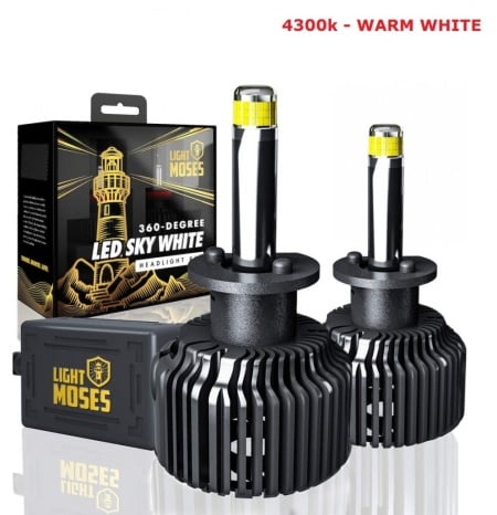 Set 2 leduri H1 M9 4300K Lumina Cald Canbus 360 grade pentru far auto putere 80W/set luminozitate 8000 Lm/set 12V