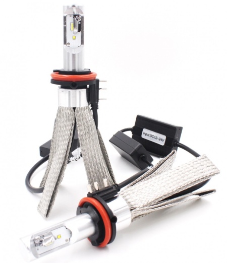 Set 2 leduri H15 cu racire pasiva (fara ventilator) pentru far auto 80W, 8000 Lumeni, culoare lumina 5700K, 12V-24V - 8C-H15