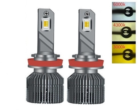 Set 2 leduri auto H11 Canbus 3000K 4300K 6000K putere 50W luminozitate 11.000 Lm 12V E9X-H11
