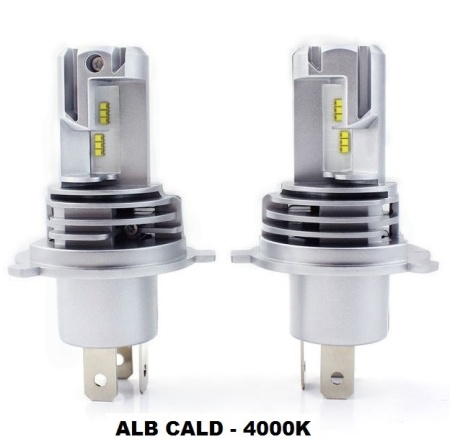Set 2 leduri H4 M3 Alb Cald - 4000K, Canbus, putere 55W, luminozitate 10.000 Lm, 12V-24V M3-H4-4000K