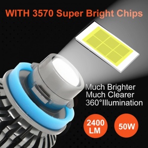 Set 2 becuri led H7 12V-24V Canbus efect laser proiector ceata faza lunga spot light 30W - Img 3