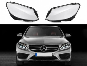 Set 2 sticle faruri pentru Mercedes C-Class W205 Non Facelift 2015 - 2017 - Img 3