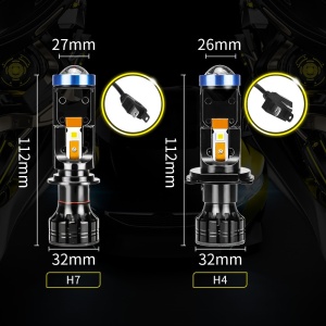 Kit Lupe Bi-Led Mini H7 1" cu lentila din sticla si corp metalic - Img 2