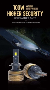 Set 2 leduri H7 H100 Canbus pentru far auto 360 grade putere 100W luminozitate 15.000 Lm 12V - Img 5