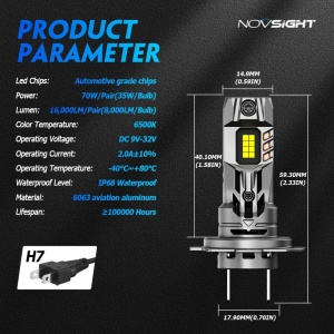 Set 2 leduri auto Canbus putere 70W luminozitate 16000 Lm 12V-24V - Img 4