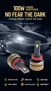 Set 2 leduri H8 H9 H11 H100 Canbus pentru far auto putere 100W luminozitate 15.000 Lm 12V - Img 3
