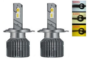 Set 2 leduri auto H4 Canbus 3000K 4300K 6000K putere 50W luminozitate 11.000 Lm 12V E9X-H4