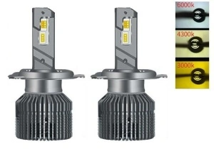 Set 2 leduri auto H4 Canbus 3000K 4300K 6000K putere 50W luminozitate 11.000 Lm 12V E9X-H4