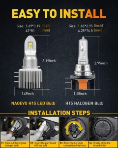 Set 2 leduri H15 ALL IN ONE pentru far auto 8400 Lumeni, 12V - Img 2