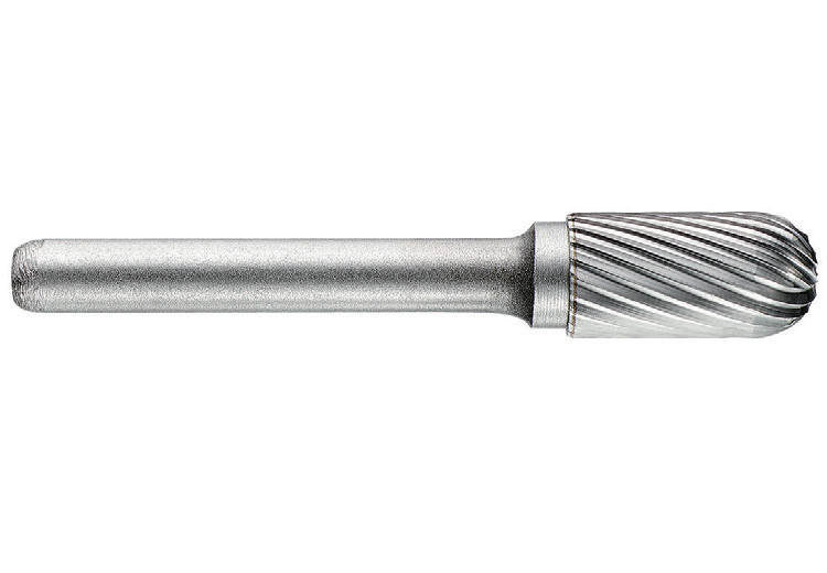 1031641 Freza din carbura de tungsten forma C - cilindrica cu cap rotunjit, tais simplu, tip C, DIM 12, Coada 6