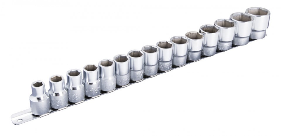 190H6P15 Set de capete chei tubulare 1/2", pe sina 10 - 32 / 15 pcs