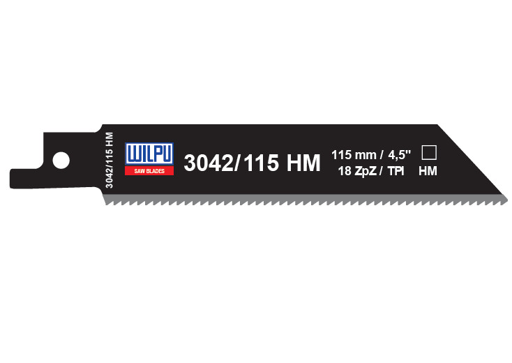 3042/115 HM Panza HM/T.C.T. pentru fierastrau sabie pentru materiale de constructii / 2 bucati , DIM 115 x 19 x 1.25 mm