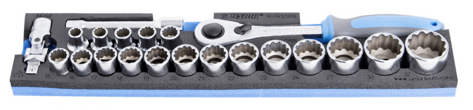 911N12P21 Trusa capete tubulare 1/2” / 21 piese, 10-32 mm