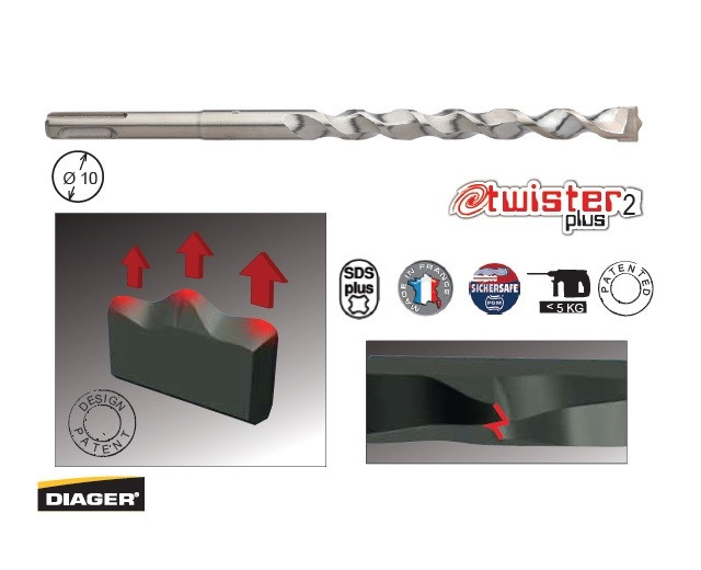 Burghie SDS-plus pentru beton Twister PLUS,DIM 11x310